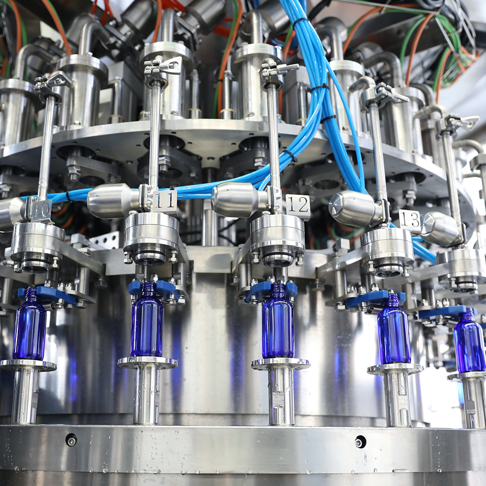 Automatic 2 oz glass bottle tonic rinsing servo piston filling capping machine