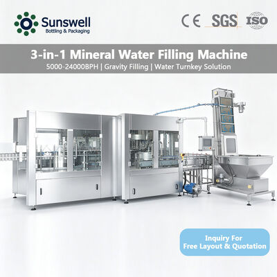Ligne de mise en bouteille d'eau minérale à haute vitesse 24000 bph 500 ml équipement complet de remplissage d'eau
